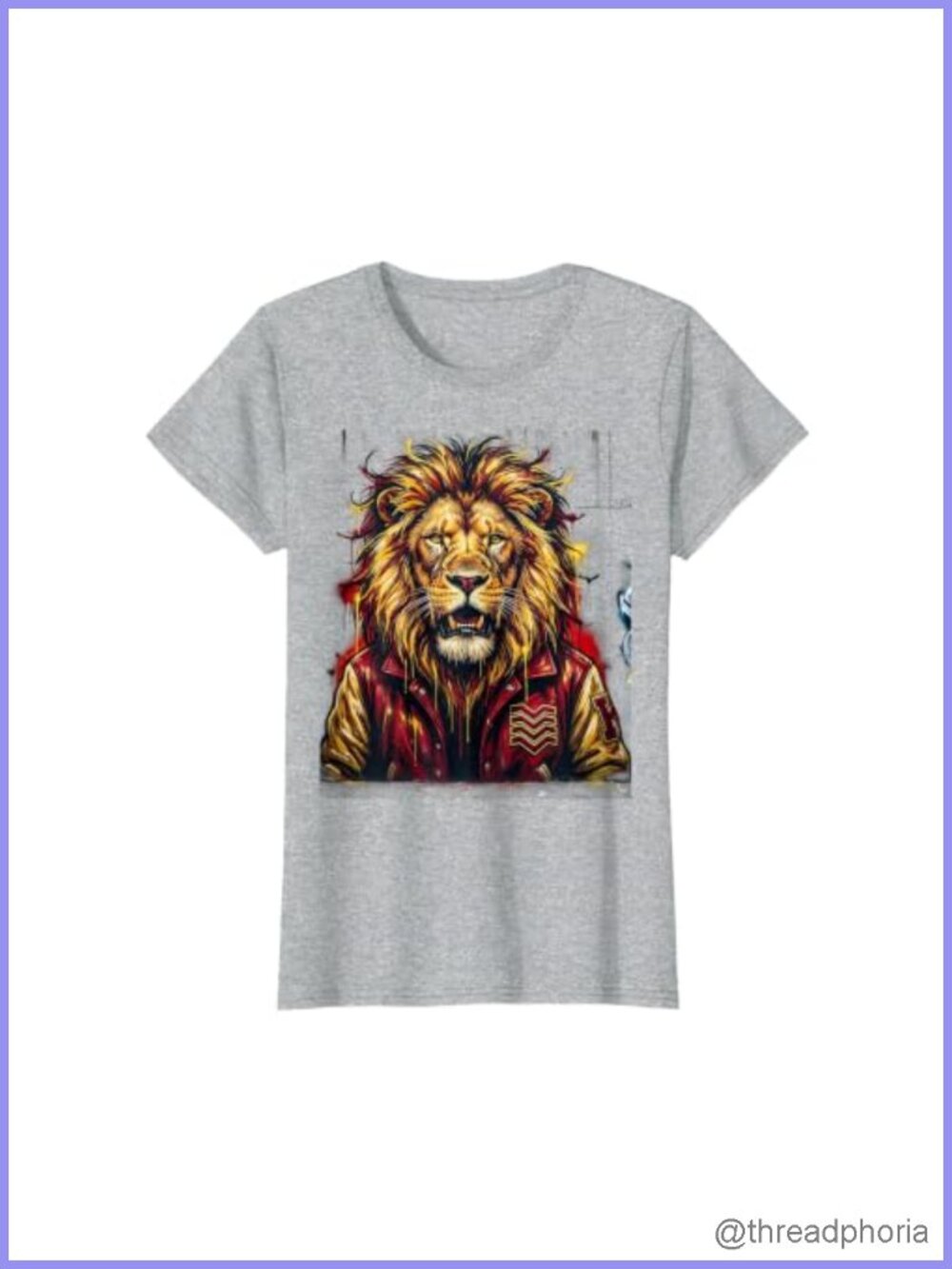 Lion in Letterman Jacket Graphic Tee Classic Fit Double Needle Hem